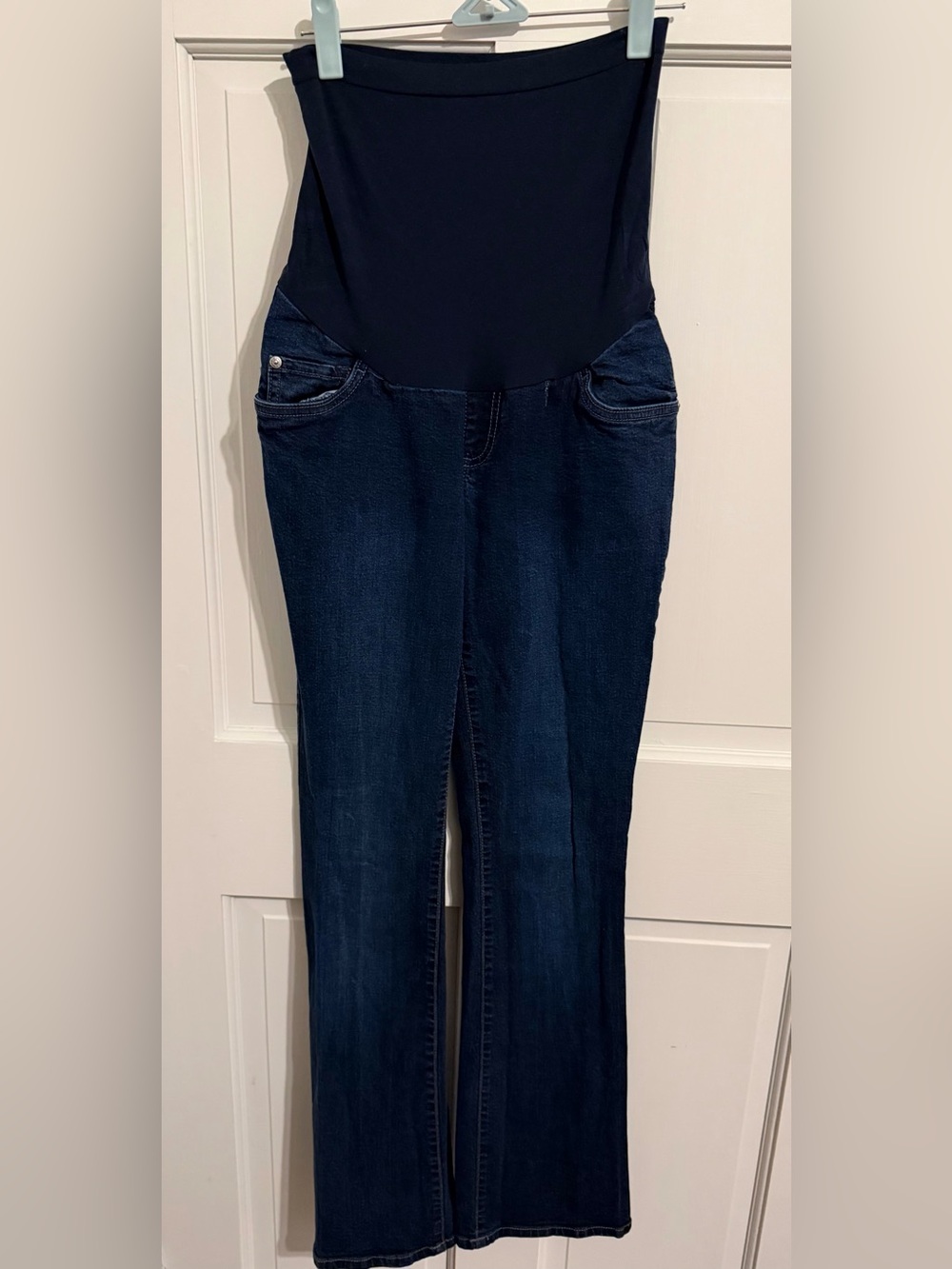 Indigo Blue Dark Navy Maternity Overalls Jeans